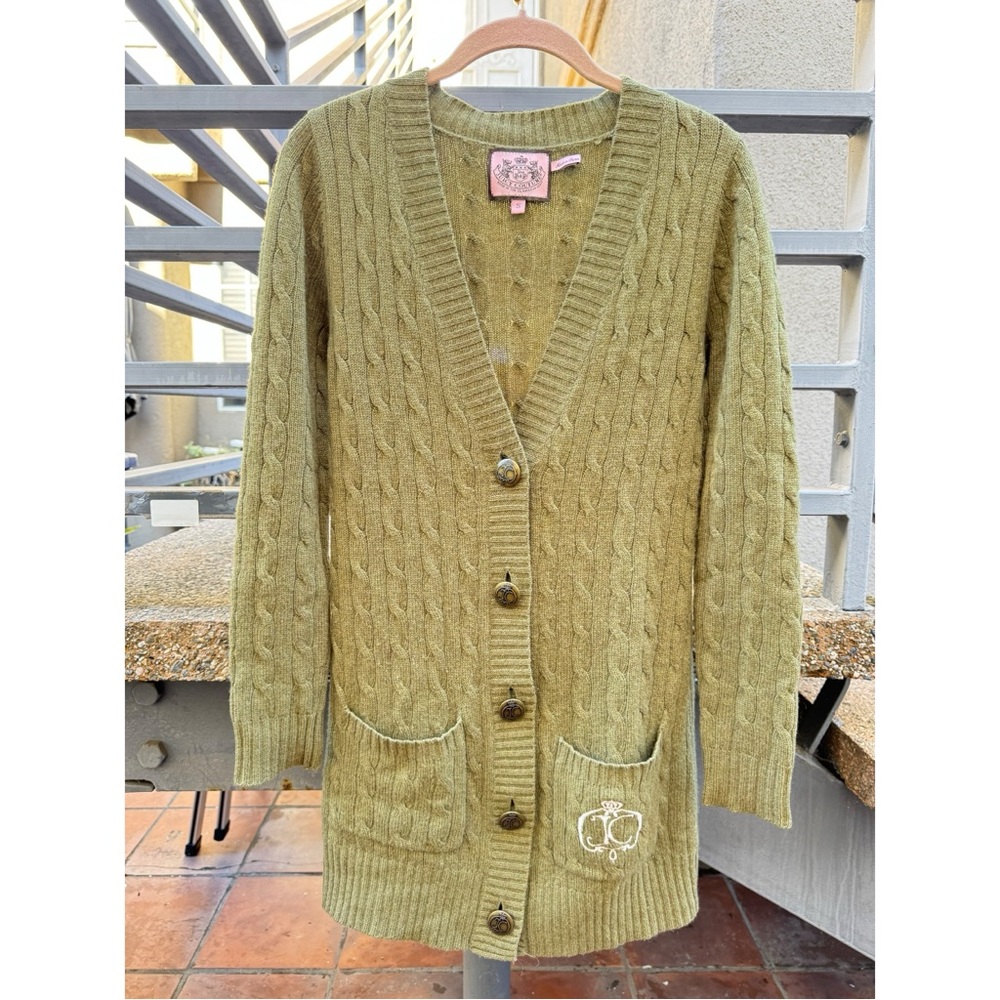 Juicy Couture Cashmere & Merino Wool Cable Knit Long Cardigan